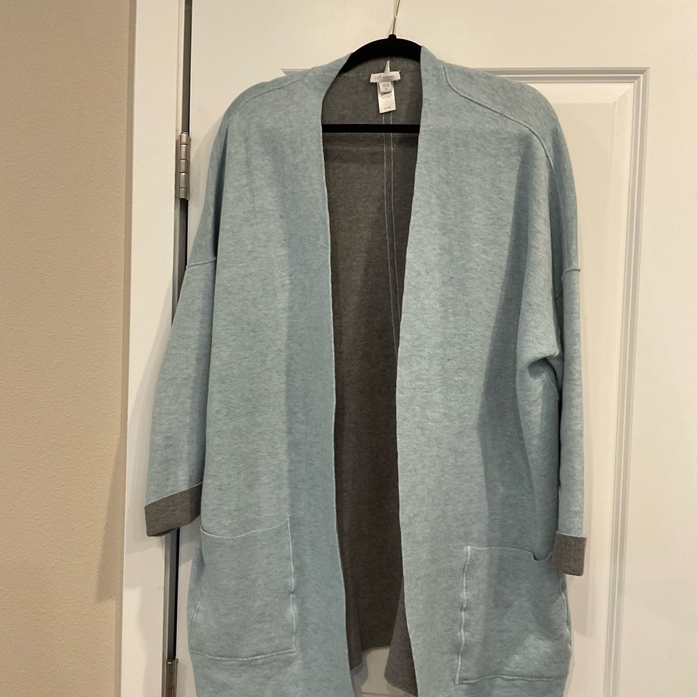 J. Jill Light Teal and Grey Reversible Cardigan